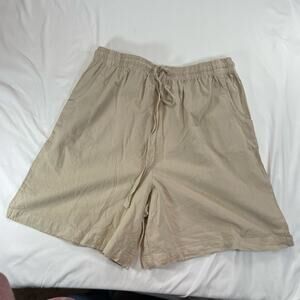 Bugle Boy Vintage 90s Men's Large Beige Cotton Elastic Waist Casual Shorts Tan L